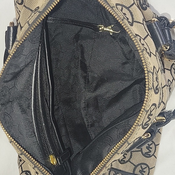 Michael Kors Gray Black Signature Handbag Purse Satchel - Picture 12 of 15